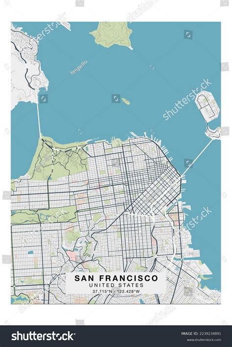 San Francisco City Map Illustration Poster Stock Illustration ...