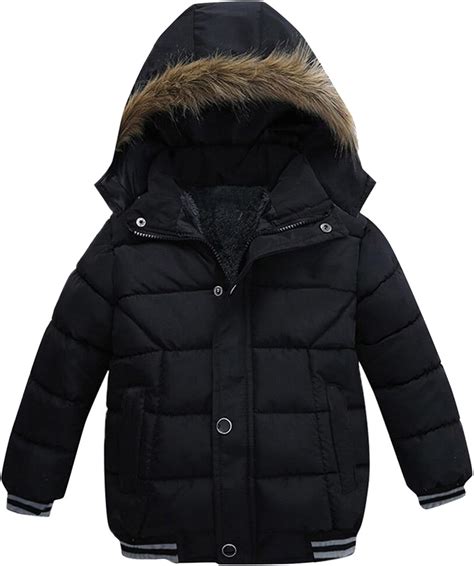 Amazon.com: Toddler Baby Boys Down Jacket Winter Faux Fur Hooded Warm ...