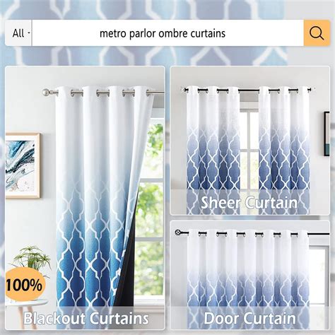 Buy Metro Parlor Navy Blue Ombre Semi Sheer Curtains 84 Inches Long for ...