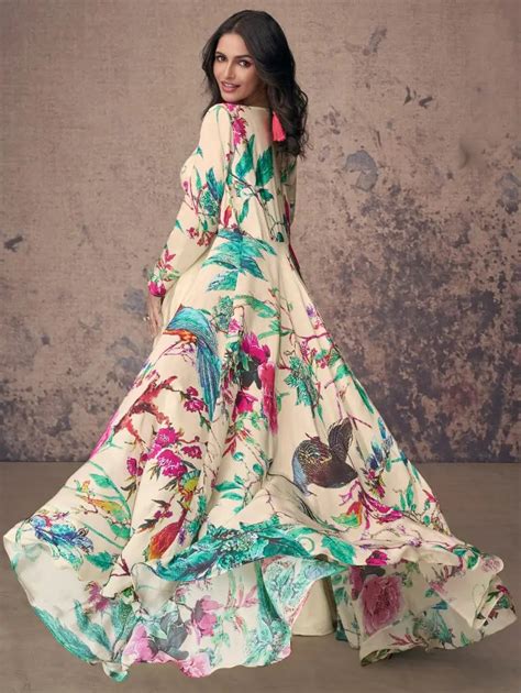 Buy Designer Off White Crepe Indo-Western Crop Top Palazzo Shrug Dress ...