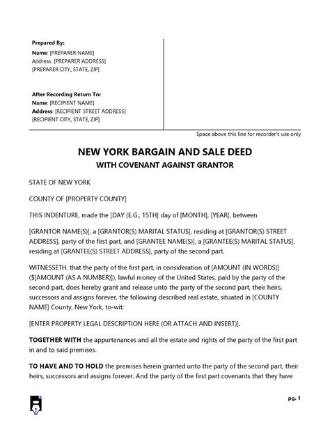 Free Bargain and Sale Deed Templates