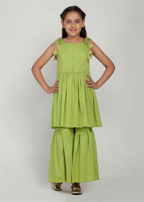 Green Kids Sharara Suit