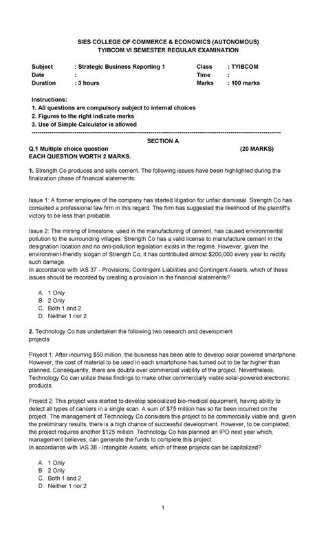 SBR 1 Set 3 - TYIBCOM Final Exam Test Practice Questions - Studocu