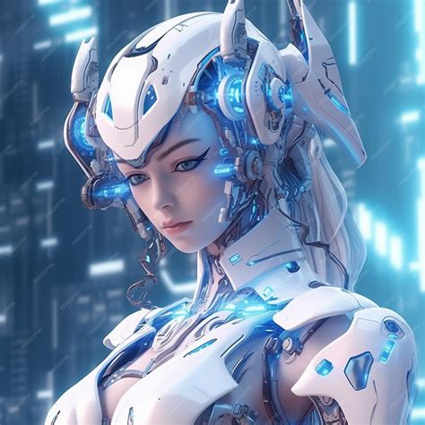 Premium AI Image | Anime Humanoid robot with a white Lab background