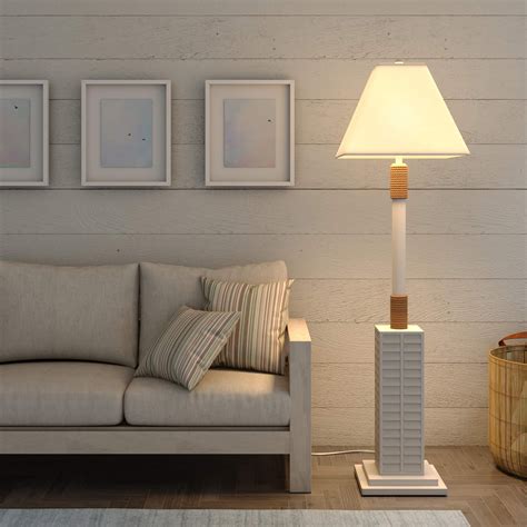 Lux Lighting 63'' Coastal White Shutter Floor Lamp 3-Way Switch ...