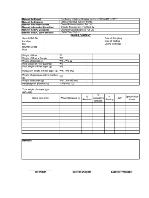 Image result for Asphalt Sample Tracking Log
