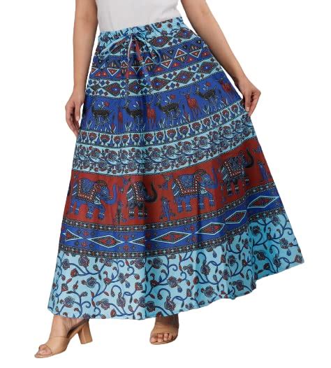 Buy MKF Cotton Women wrap Around Skirts Elephant Printed Jaipuri ...