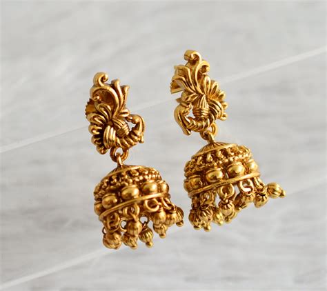 Antique gold tone peacock small jhumkka dj-47735 – dreamjwell