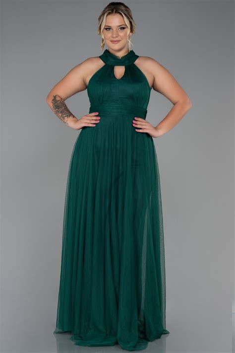 Long Emerald Green Plus Size Evening Dress ABU3253 | Abiyefon.com