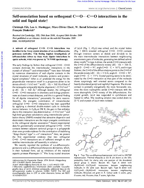 Self-association of CQO-CQO Interactions in Solid & Liquid States - Studocu