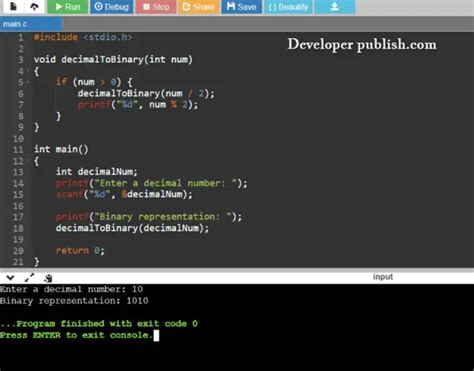 Program to Convert Given Decimal Number to Binary Number 的图像结果
