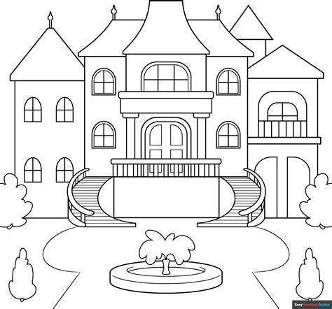 Mansion Coloring Page | Easy Drawing Guides