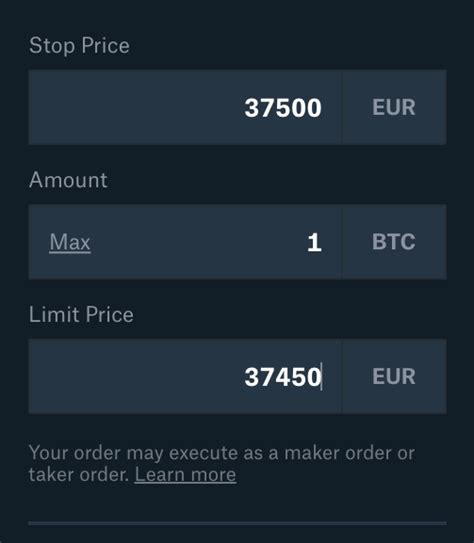 Image result for Stop Limit Order Sell Example Coinbase Pro