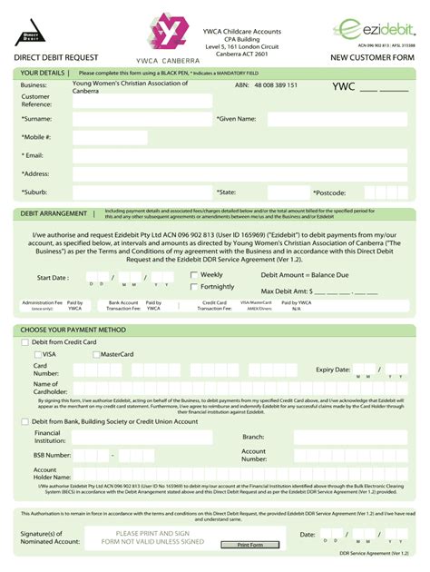Fillable Online ywca-canberra org 2015 Enrolment form - YWCA Canberra ...