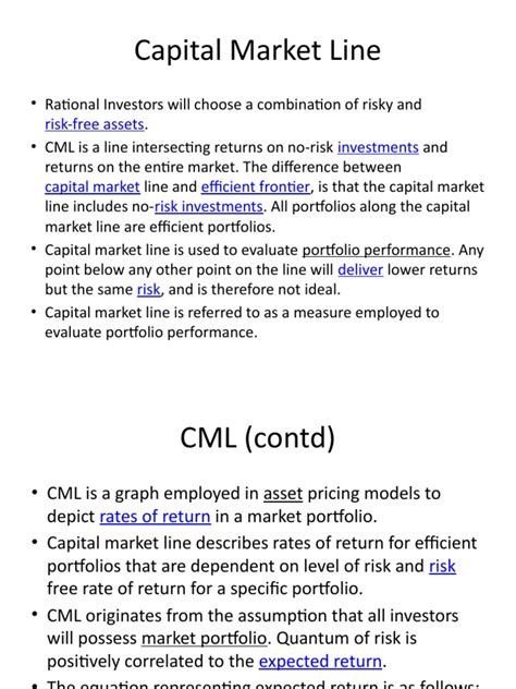 Capital Market Line | PDF | Capital Asset Pricing Model | Modern Portfolio Theory