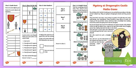 Mystery at Dragonspire Castle Maths Mystery Game