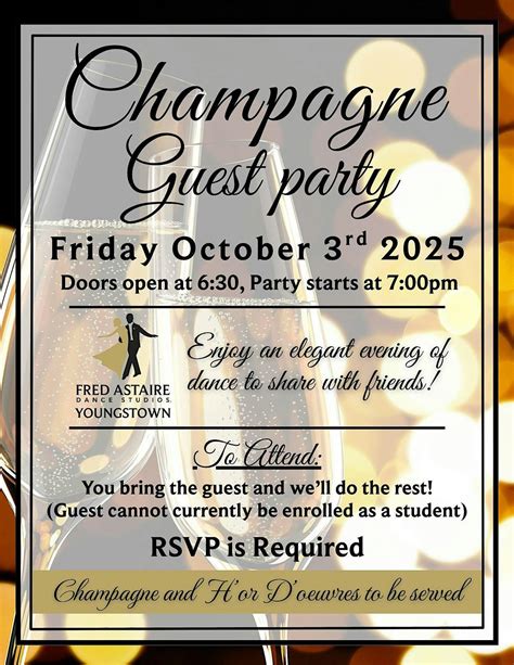 Champagne Guest Party October 3rd 2025, Fred Astaire Dance Studios ...