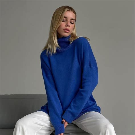 Buy Winter Women's Turtlenecks Green Oversize Sweaters Classic Warm ...