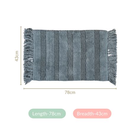 Set Of 2 Handwoven Ribbed Twill Plush Cotton Door Mats Blue Online ...