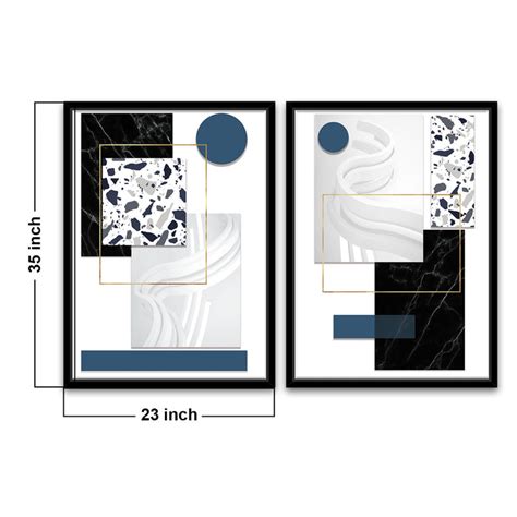 Montreal Geometrical Shape Set of 2 Canvas Painting for Home & Wall De ...