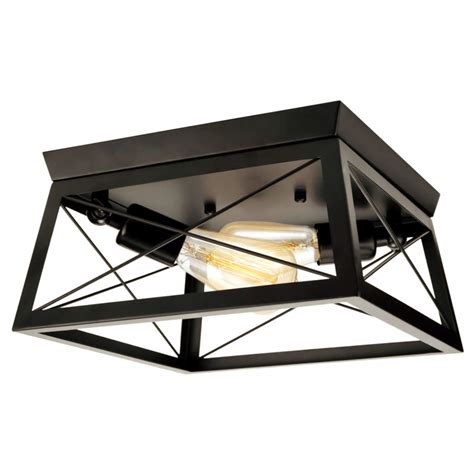 Buy Vintage Ceiling Light Fitting Black Square Industrial Lamp 2-Lights ...