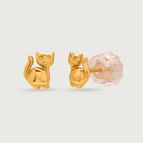 Kitty Couture 18KT Gold Stud Earrings