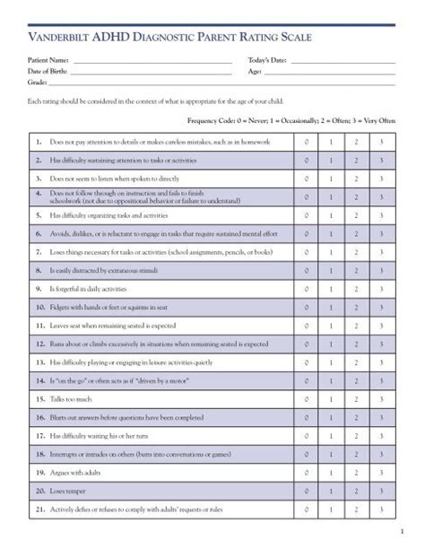 VANDERBILT ADHD DIAGNOSTIC PARENT RATING SCALE