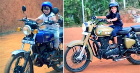 Watch little boy from Kerala ride Royal Enfield and Yamaha RX100, drive ...