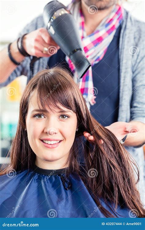 Hairdresser Blow Dry Woman Hair Stock Photo - Image of dryer, people ...