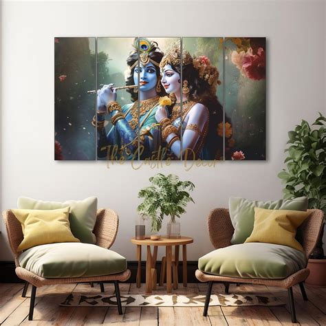The Castle Decor Radha krishna flute.painting with frame 5 Big Size ...