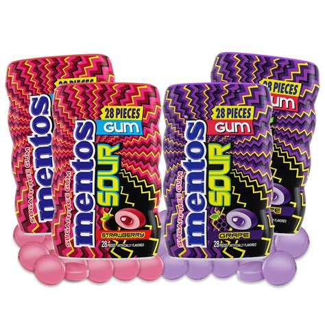 Sour Gum Variety 4 Pack- Includes 2 Packs of Strawberry and 2 Packs of ...