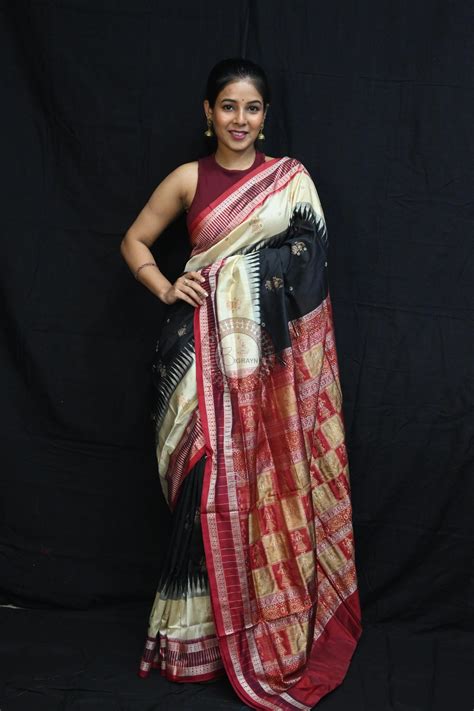 Black Cream Doll Kathifera Bomkai Silk Saree