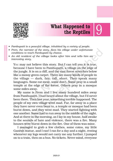 What Happened To The Reptiles - NCERT Book of Class 6 English A Pact ...