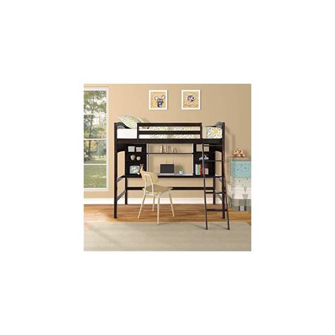 Buy Twin Loft Beds with Desk and Storage Shelves, Wood Kids Loft Bed ...