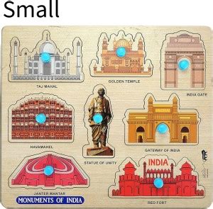 littlewish Kids Toys Pre-School Monuments India map Wooden Puzzle ...