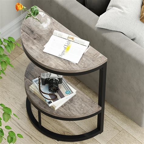 Amazon.com: Tribesigns 2-Tier End Table Semi Circle, Small Half Round ...