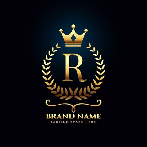 Premium luxury golden letter r logo concept with crown | Free Vector