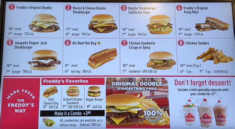 Menu - Hampton VA's Freddy's Frozen Custard & Steakburgers | Sirved