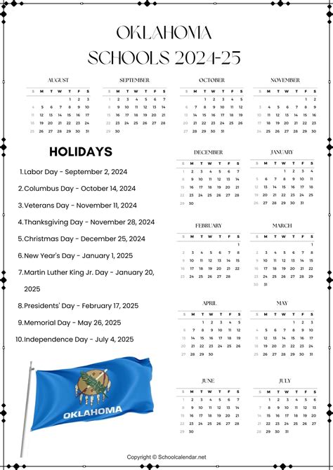 Oklahoma School Calendar 2023-2024 [County School District]