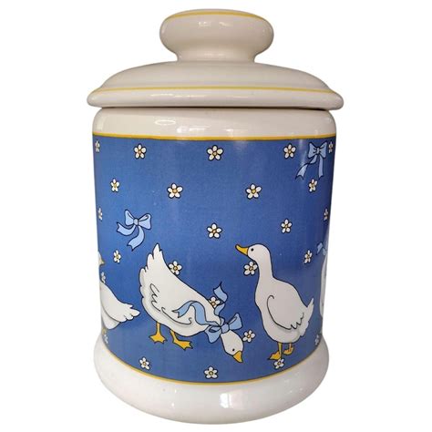 Retro Country Geese Kitchen Cookie Jar, Goose Cookie Jar, Vintage Blue ...