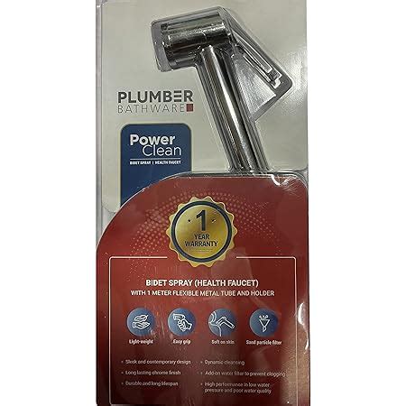 Plumber Bathware Health Faucet Bidet Spray with Wall Hook and 1-Meter ...