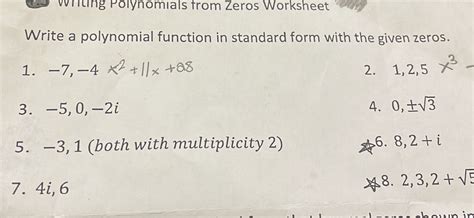 Writing a Polynomial Function Using Zeros 的图像结果
