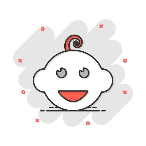 Wektor kreskówka noworodka twarz ikona w stylu komiksowym Dziecko znak ...