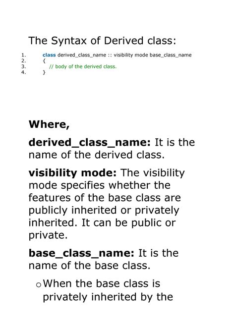 New Microsoft Office Word Document - The Syntax of Derived class: class ...