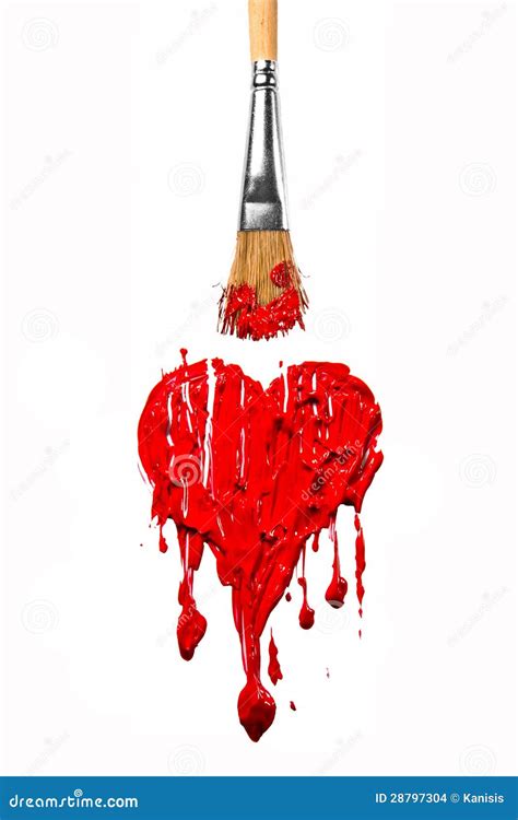 Brush Paint Red Color Heart Stock Photo - Image of romantic, heart ...