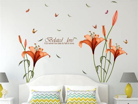 Amazon Brand - Solimo Wall Sticker for Bedroom (Blooming Lilies, ideal ...