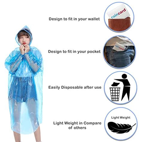Meesh Unisex Pocket Rain Coat Single Layer Disposable Rain Card for Men ...