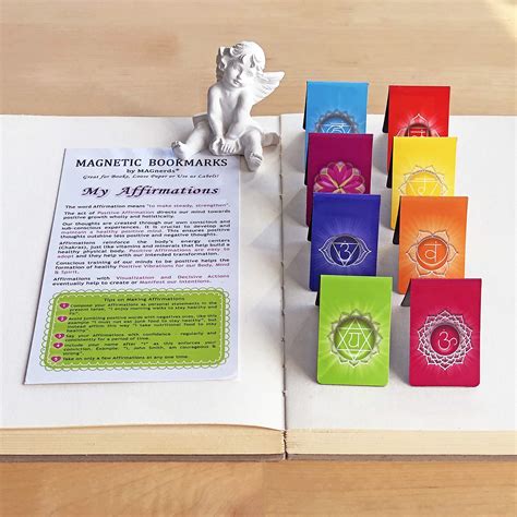 MAGNERDS Magnetic Bookmarks with Inspirational Affirmations Chakra ...