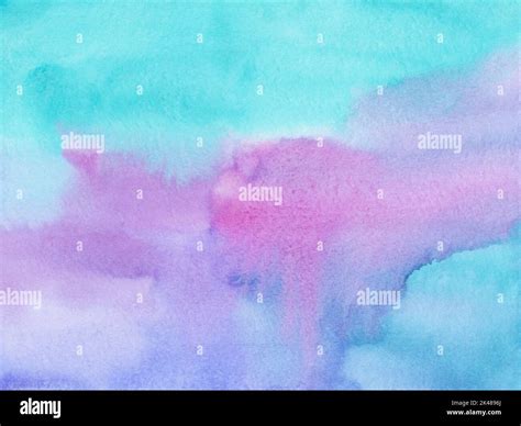 Watercolor light blue and purple background painting texture. Calm ...