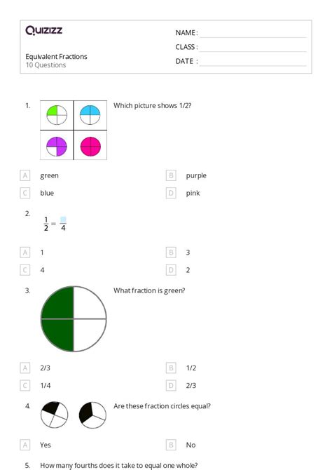 50+ Equivalent Fractions worksheets for 3rd Class on Quizizz | Free ...
